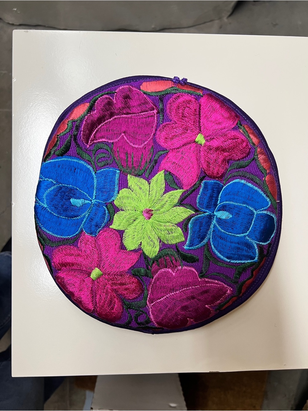 Round Embroidered Floral tortilla warmer